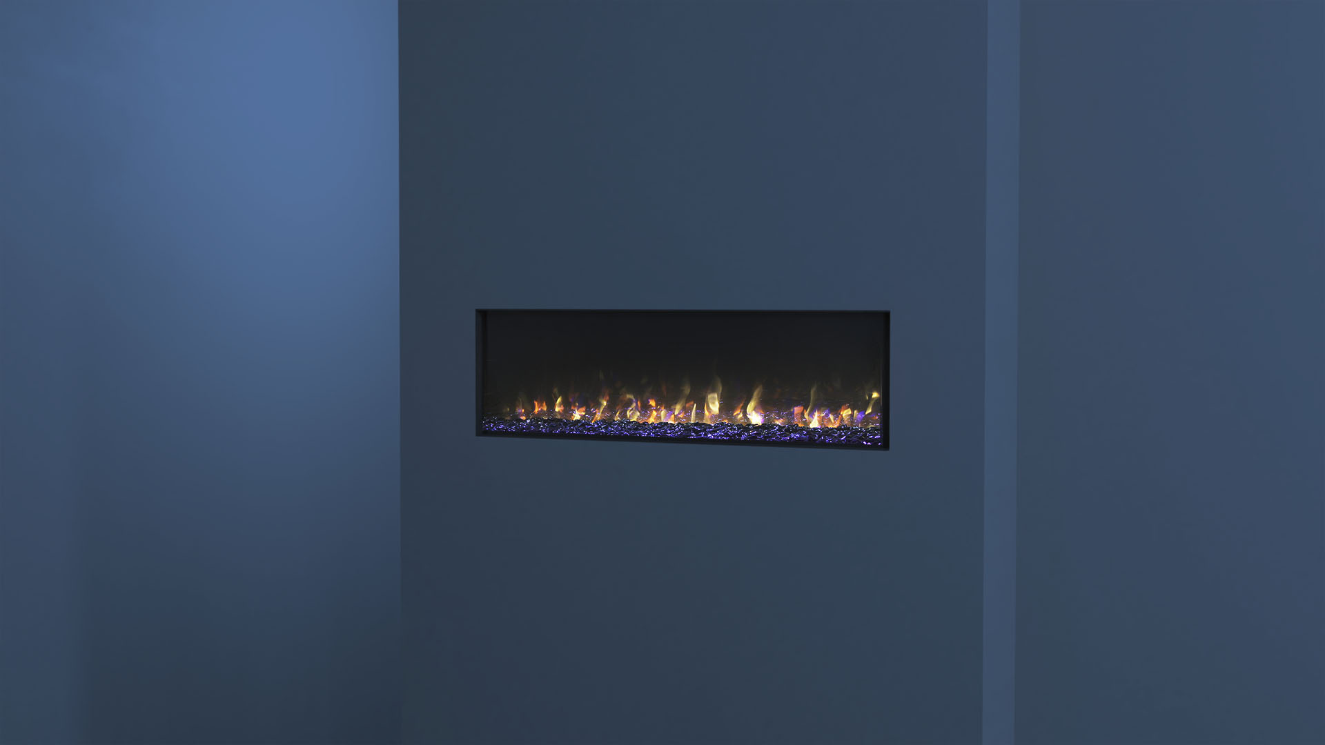 Multi49 Corner Left Electric Fireplace | 2-Sided Fireplace | Ambe